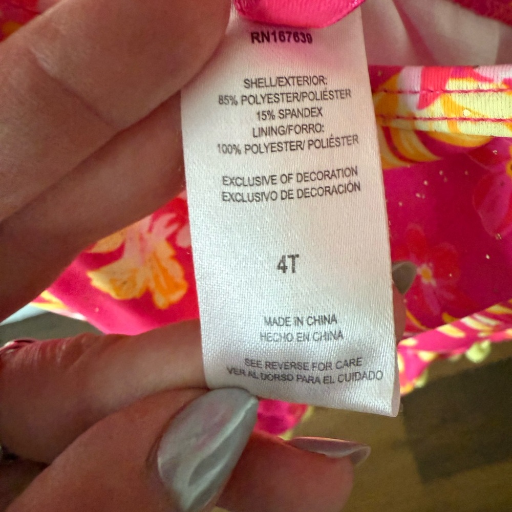 Betsey Johnson Pink Floral Ruffle Swimsuit - Picture 4 of 5
